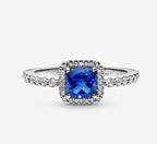 Anillo Piedra Cuadrada Azul – Plata 925
