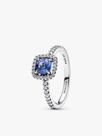 Anillo Piedra Cuadrada Azul – Plata 925